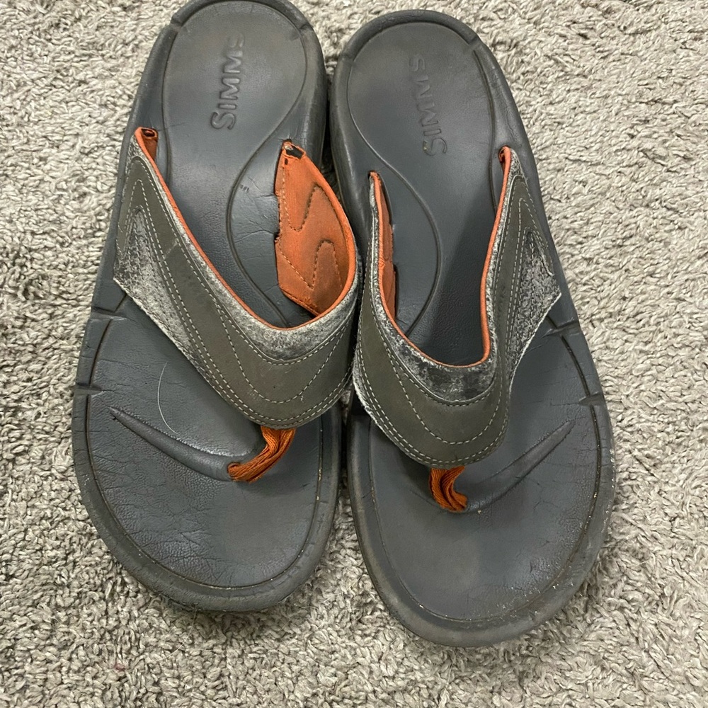 Simms Charcoal and Burnt Orange Flip-Flops